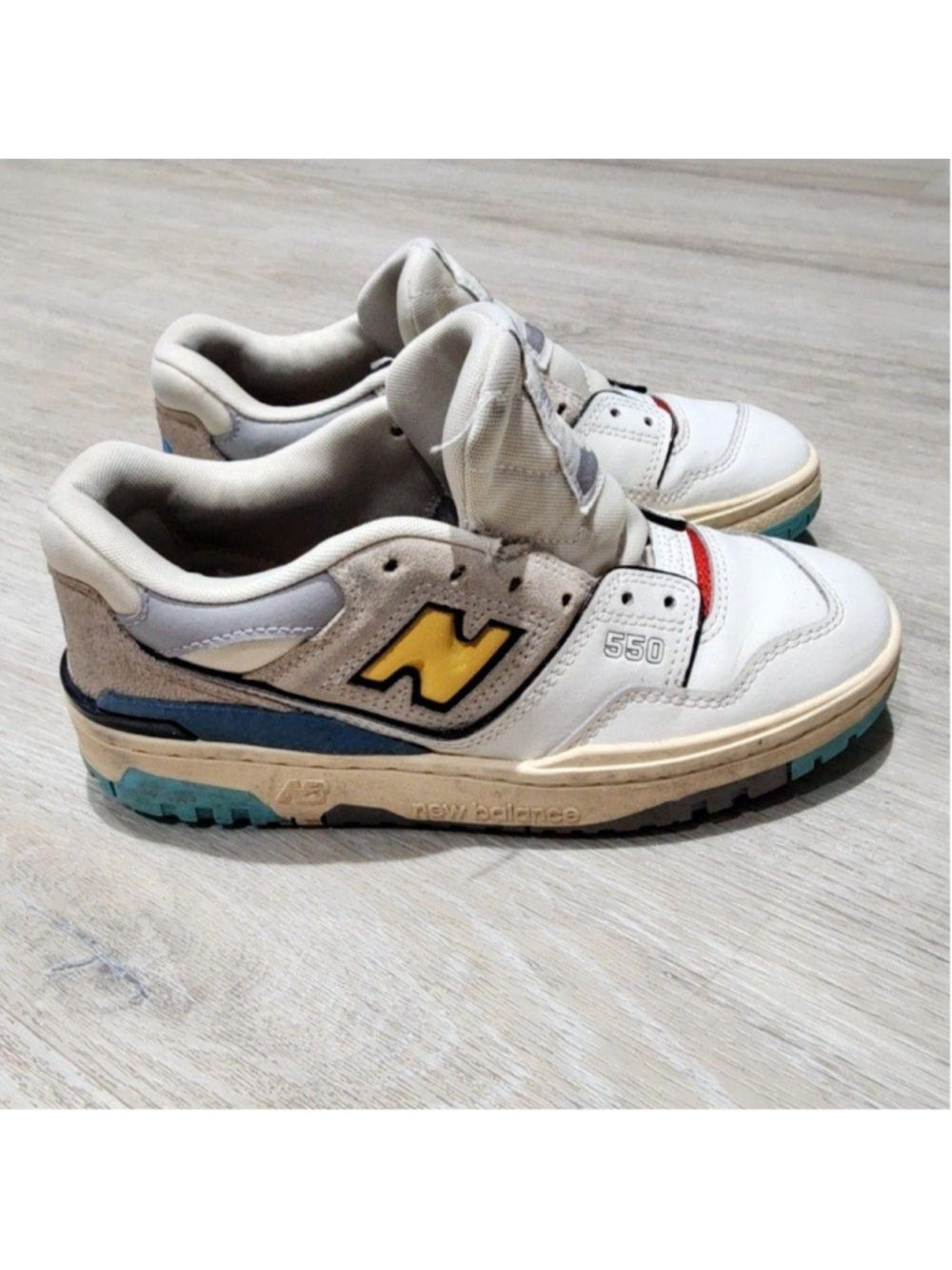New Balance 550 RG3 Shoes Boys 4 White Gray Leather Basketball Sneakers Casual